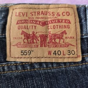 Levi's 559 Men’s Relaxed Fit Straight Leg Jeans - Dark Blue with Gold Stitching